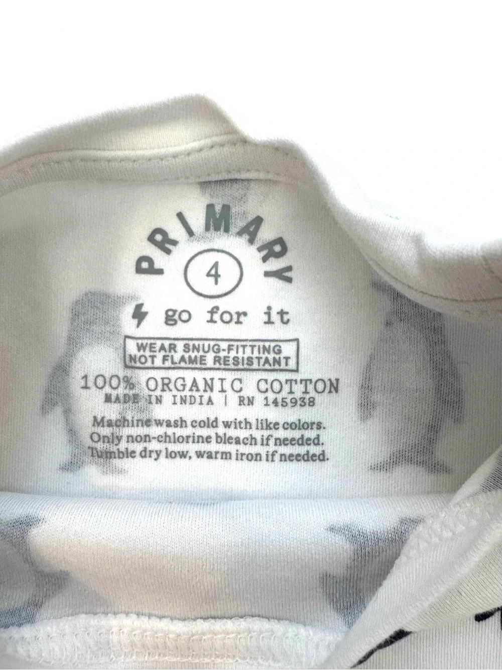 Primary 100% Organic Cotton Penguin Pals Pajama Set Size 4